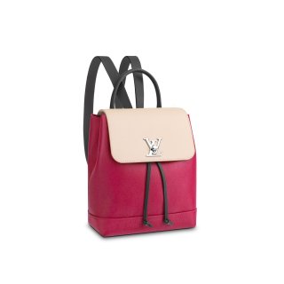 Louis Vuitton Grainy Calfskin Lockme Backpack Rouge/Beige M52734