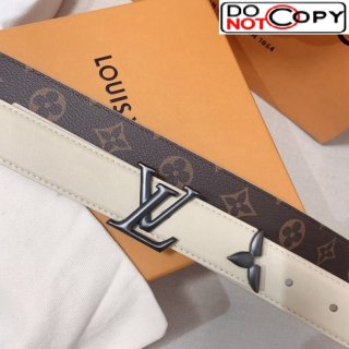 Louis Vuitton Reversible Belt 3cm with LV Buckle and Monogram Bloom White/Black