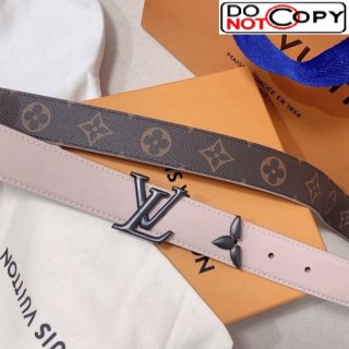 Louis Vuitton Reversible Belt 3cm with LV Buckle and Monogram Bloom Light Pink/Black