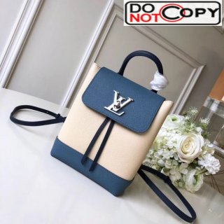 Louis Vuitton Grainy Calfskin Lockme Mini Backpack Off-White/Blue M55017