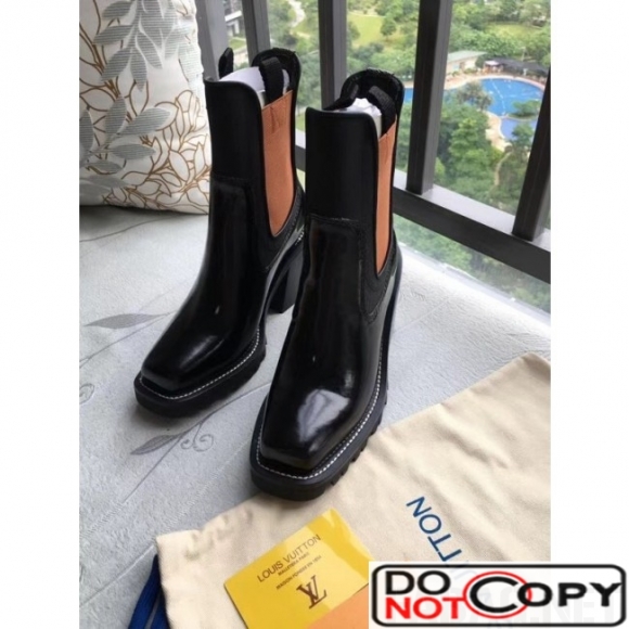 Louis Vuitton Patent Leather Limitless Ankle Boot Black Brown