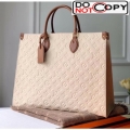 Louis Vuitton Onthego Monogram Embossed Leather Large Tote M44921 White/Brown