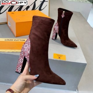 Louis Vuitton Since 1854 and Suede Short Boots Brown/Burgundy