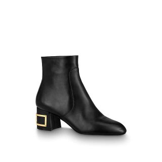 Louis Vuitton Bliss Ankle Boots with LV Band Heel Black/Gold