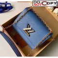 Louis Vuitton Epi Leather Twist MM Shoulder Bag M50282 Blue/Gold