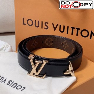 Louis Vuitton Reversible Belt 3cm with LV Buckle and Monogram Bloom Black/Gold