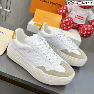 Louis Vuitton V Groovy Platform Sneakers in Monogram Leather and Suede White/Grey