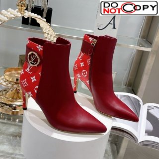 Louis Vuitton Afterglow Leather and Monogram Canvas Ankle Boots 9cm Red