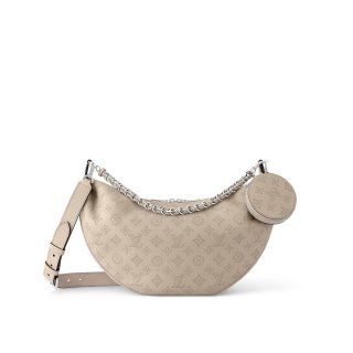 Louis Vuitton Baia MM Hobo Bag in Perforated Mahina Calfskin M22822 Beige