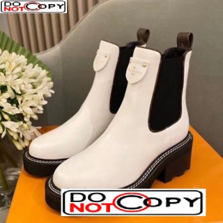 Louis Vuitton Beaubourg Tag Chelsea Ankle Boots White