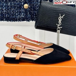 Louis Vuitton Blossom Slingback Flat Ballerinas in Suede Black