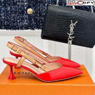 Louis Vuitton Blossom Slingback Pumps 5.5cm in Patent Leather Red