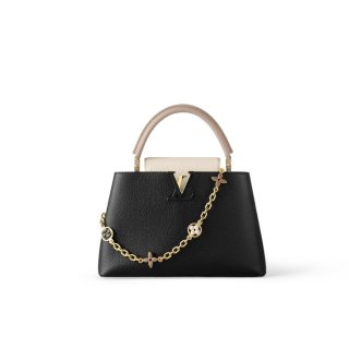 Louis Vuitton Capucines BB Bag with Flower Chain in Taurillon Leather M20708 Black