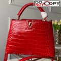 Louis Vuitton Capucines BB Crocodile Leather Top Handle Bag N92174 Cerise Red