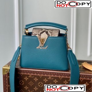 Louis Vuitton Capucines Mini Bag in Calfskin and Python Leather N81408 Blue