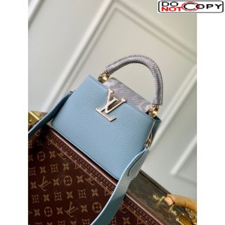 Louis Vuitton Capucines Mini Bag in Taurillon Calfskin with Exotic Karung Leather M21164 Blue