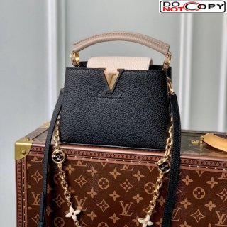 Louis Vuitton Capucines Mini Bag with Flower Chain in Taurillon Leather M20708 Black