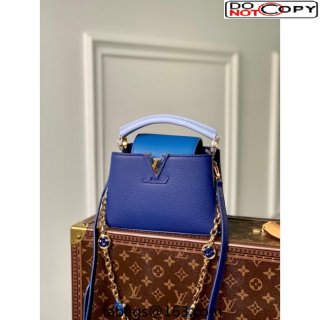 Louis Vuitton Capucines Mini Bag with Flower Chain in Taurillon Leather M20844 Blue