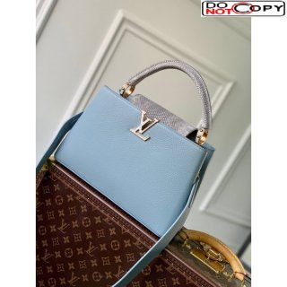 Louis Vuitton Capucines MM Bag in Taurillon Calfskin with Exotic Karung Leather M21166 Blue