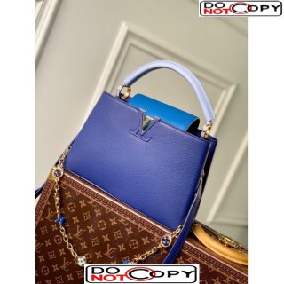 Louis Vuitton Capucines MM Bag with Flower Chain in Taurillon Leather M20844 Blue