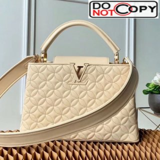 Louis Vuitton Capucines PM Monogram Flower Top Handle Bag M55366 Vanille Yellow