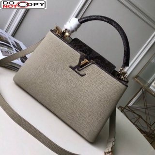 Louis Vuitton Capucines PM with Python Skin Top Handle Bag N95382 Grey