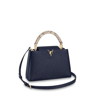 Louis Vuitton Capucines PM with Snakeskin Top Handle N94100 Navy Blue