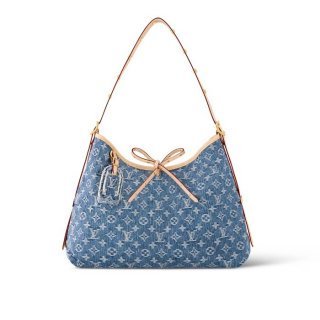 Louis Vuitton Carryall Shoulder Bag MM in Blue Monogram Denim M46855