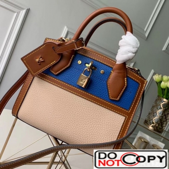 Louis Vuitton City Steamer Mini Top Handle Bag M55099 Blue Beige