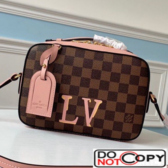 Louis Vuitton Damier Azur Canvas Saintonge Top Handle Bag N40155 Pink