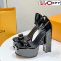 Louis Vuitton Fame Platform Sandal 14.5cm in Black Patent Leather