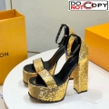 Louis Vuitton Fame Platform Sandal 14.5cm in Gold 2 Sequins