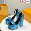 Louis Vuitton Fame Platform Sandal 14.5cm in Light Blue Sequins