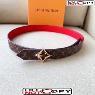 Louis Vuitton Flowergram Belt 3cm in Monogrm Canvas and Grained Leather Red
