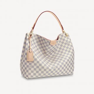 Louis Vuitton Graceful MM Hobo Bag in Damier Azur Canvas N42233 White