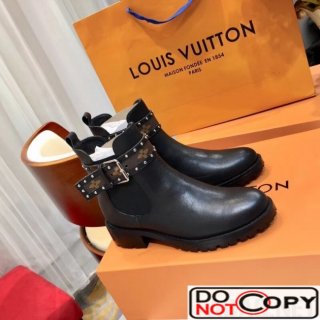 Louis Vuitton Grainy Calfskin Leather Discovery Flat Ankle Boot 1A4GZL Black