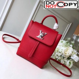 Louis Vuitton Grainy Calfskin Lockme Mini Backpack Red M54573