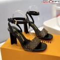 Louis Vuitton Heel Sandals 8cm in Monogram Canvas and Leather with Studs Black