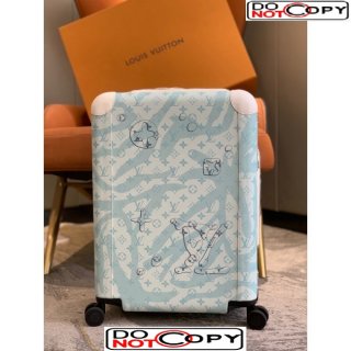 Louis Vuitton Horizon 55 Luggage Travel Bag in Monogram Aquagarden Canvas with Waterdrop Crystal Blue