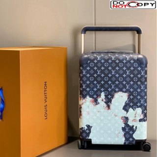 Louis Vuitton Horizon 55 Luggage Travel Bag in Monogram Bleach Canvas Ink Blue