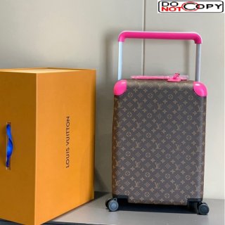 Louis Vuitton Horizon 55 Luggage Travel Bag in Monogram Macassar Canvas Fuchsia Pink