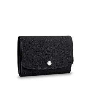 Louis Vuitton Iris Compact Wallet in Mahina Perforated Leather M62540 Black