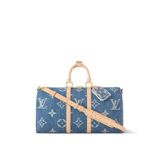 Louis Vuitton Keepall Bandouliere 50 Travel Bag in Blue Monogram Denim M24315