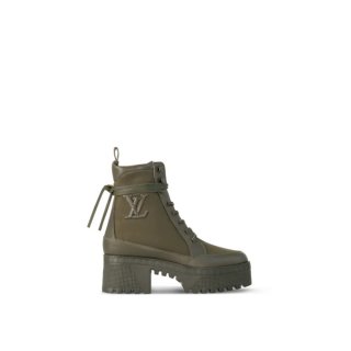Louis Vuitton Laureate Platform Desert Ankle Boot in Leather and Textile Green 1AC7S9