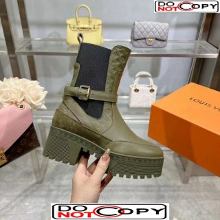 Louis Vuitton Laureate Platform Desert Ankle Boots in Leather with Strap Buckle Green 1ACAAE