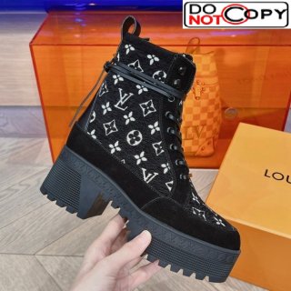 Louis Vuitton Laureate Platform Desert Boots in Monogram Wool Black 1AC7M0