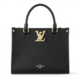 Louis Vuitton Lock & Go Tote Bag in Grained Leather M22311 Black