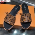 Louis Vuitton Lock It Flat Slide Sandals with Patchwork Logo Brown