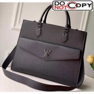 Louis Vuitton Lockme Tote MM Bag in Grainy Calfskin M55846 Black