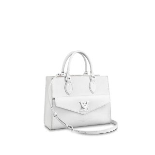 Louis Vuitton Lockme Tote PM Bag in Grainy Calfskin M55817 White